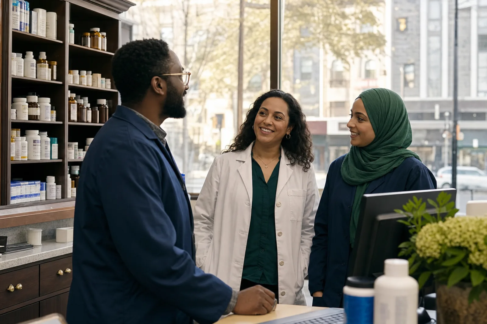 A Branch Brook pharmacist helping a patient at the counter